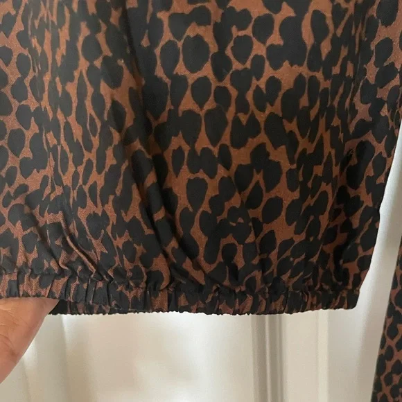Universal Thread Brown Animal Print Mini Dress Ruched front big puff sleeves NWT - Picture 8 of 16